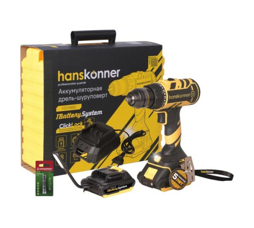 Аккумуляторный шуруповерт Hanskonner HCD1865