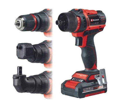 Дрель аккумуляторная Einhell PXC TE-CD 18/45 Li, 18В, 45Нм, Quick-патрон, 2 насадки, 1x2,5Ач, набор оснастки 22пр, кейс E-Bo 4513990