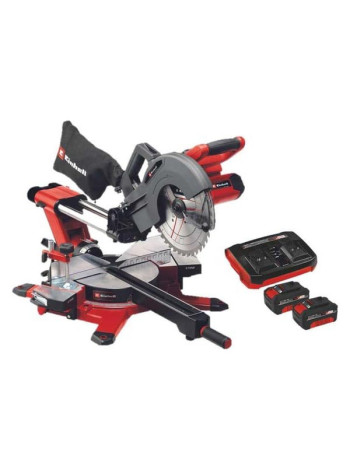 Торцовочная пила Einhell аккумуляторная, PXC TE-SM 36/10 L Li,2x18В,254х30 мм, пр 340х85 мм, лазер+2 аккумулятора 4Ач+дв.ЗУ 4300885SET