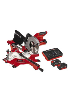 Торцовочная аккумуляторная пила Einhell PXC TE-SM 36/210 Li,2х18В, 210х30 мм, пр-л 310х65 мм, лазер+2 аккумулятора, 4Ач+двойное ЗУ 4300880SET