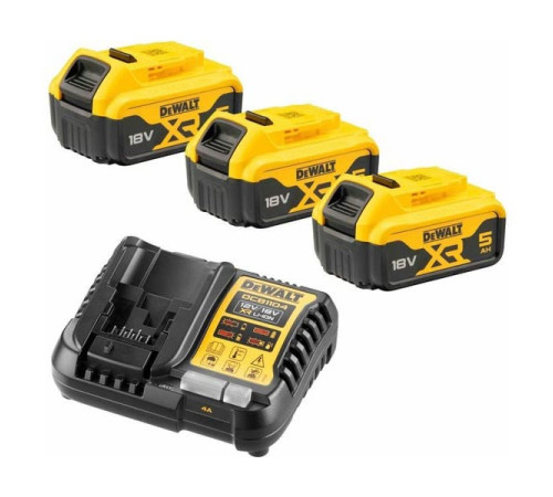Набор Dewalt: 3 АКБ DCB184, Li-Ion, 18 В, 5 Ач и зарядное устройство DCB1104, 12/18 В, 4 A DCB1104P3 DCB1104P3-QW