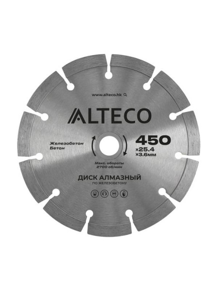 Диск алмазный по железобетону ALTECO 450х25.4 мм 66492
