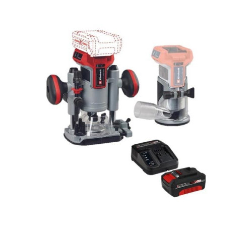 Фрезер аккумуляторный Einhell PXC TP-RO 18 Set Li BL, 18 В, 10-30 т/мин, цанга 6/8 мм + 1 акк. 4 Ач + ЗУ 3 А 4350410SET
