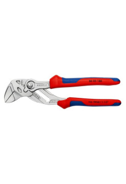 Переставные клещи-ключ KNIPEX 40 мм (1 1/2"), длина 180 мм, хром, 2К ручки, KN-8605180SB
