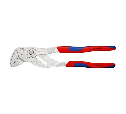 Переставные клещи-ключ KNIPEX 52 мм (2"), длина 250 мм, хром, 2К ручки, KN-8605250SB