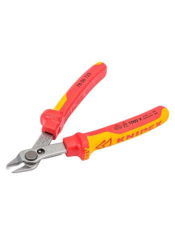 Прецизионные бокорезы KNIPEX Electronic Super Knips VDE, без фаски, L-125 мм, INOX KN-7806125