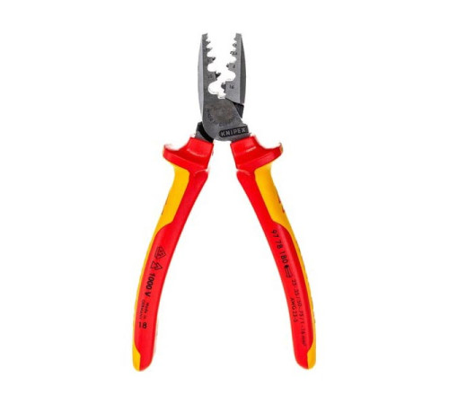 Пресс-клещи для обжима контактных гильз KNIPEX VDE, кол-во гнезд: 9, L-180 мм KN-9778180SB