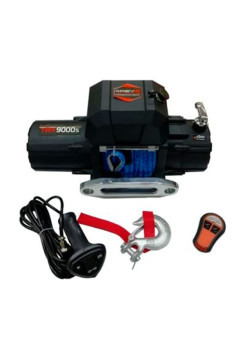 Автомобильная лебедка 4REVO 9000 lbs, 12В, с узкий барабан, синтетический трос, пульт 4R-W090B