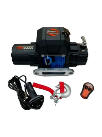 Автомобильная лебедка 4REVO 9000 lbs, 12В, с узкий барабан, синтетический трос, пульт 4R-W090B