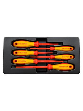 Набор тонких отверток KNIPEX VDE 1000В, 6 пр, SL3/4/5.5/6.5 шлиц, PH1/2 крест, KN-002012V02