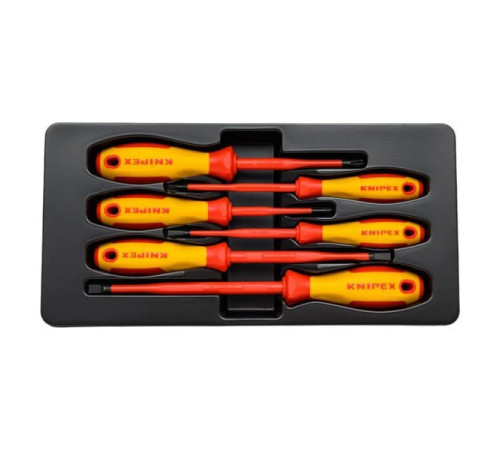 Набор тонких отверток KNIPEX VDE 1000В, 6 пр, SL3/4/5.5/6.5 шлиц, PH1/2 крест, KN-002012V02
