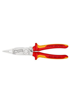 Электромонтажные клещи KNIPEX VDE, 6-в-1, зачистка: 0.75 - 1.5 + 2.5 мм, L-200 мм, KN-1396200SB