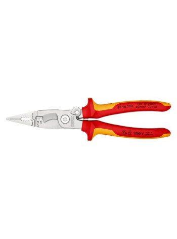 Электромонтажные клещи KNIPEX VDE, 6-в-1, зачистка: 0.75 - 1.5 + 2.5 мм, L-200 мм, KN-1396200SB