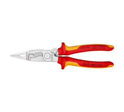 Электромонтажные клещи KNIPEX VDE, 6-в-1, зачистка: 0.75 - 1.5 + 2.5 мм, L-200 мм, KN-1396200SB