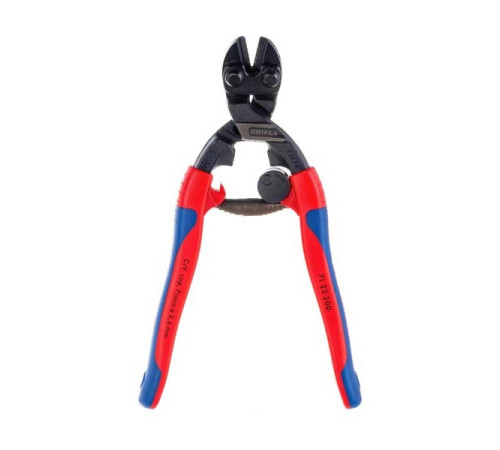 Болторез KNIPEX, CoBolt, компактный, с пружиной, голова 20 градусов, 200 мм, черный, 2К ручки, KN-7122200SB