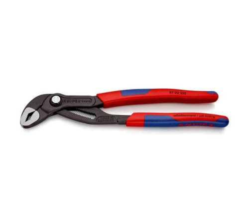 Переставные клещи KNIPEX Cobra, 50 мм (2"), 250 мм, серые, 2К ручки, KN-8702250SB