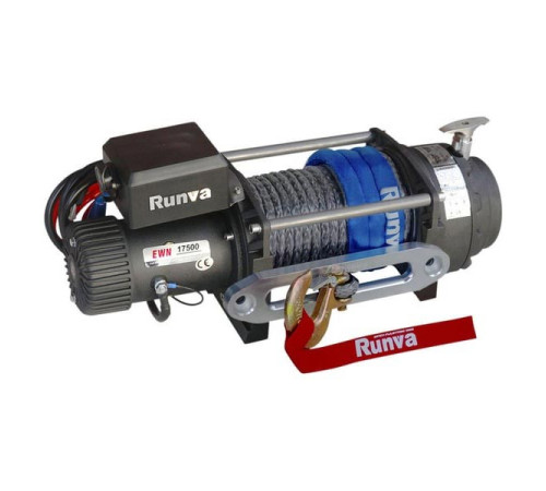 Электрическая лебёдка RUNVA индустриальная 12V 17500 lbs 7960 кг синтетический трос EWN17500USR