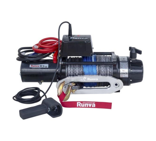 Электрическая лебёдка RUNVA 24V 12500 lbs 5670 кг влагозащищенная синтетический трос EWB12500SSR24V