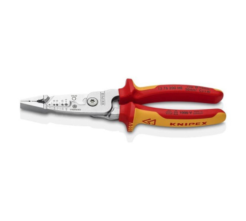 Инструмент для зачистки гармонизированных европейских кабелей KNIPEX из закаленной стали, хром, двухкомпонентные диэлектрические ручки KN-1376200ME
