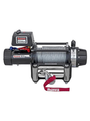 Лебёдка автомобильная электрическая RUNVA 12V 12500 lbs 5670 кг MAX влагозащищенная, стальной трос EWB12500MAXS