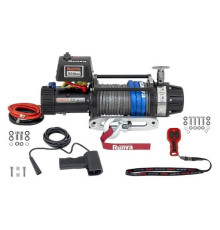 Электрическая лебёдка RUNVA 12V 9500 lbs 4350 кг влагозащищенная, комбин. роспуск, синт. трос EWB9500MAX-Q-SSRMAC