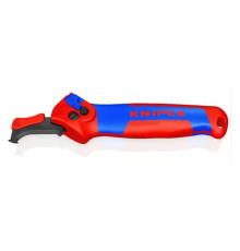 Нож для кабеля KNIPEX с "пяткой", с трещоткой, 146 мм, 2К ручка KN-1650145SB