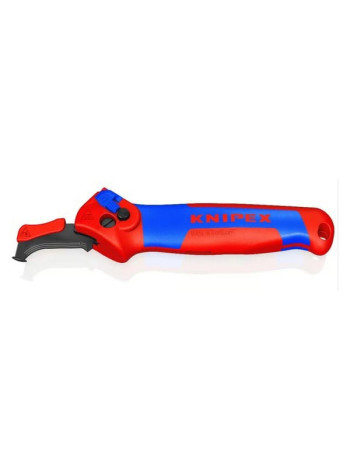 Нож для кабеля KNIPEX с "пяткой", с трещоткой, 146 мм, 2К ручка KN-1650145SB