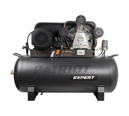 Компрессор Patriot KRX 950 L270 D, поршневой, ременной, масляный, 950 л/мин, 270 л, 10 бар, 5.5 кВт, 400 В 545302355