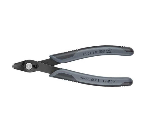 Бокорезы прецизионные KNIPEX Electronic Super Knips XL ESD, для кабельных стяжек, чернёные, 140 мм, 2-комп антистатические ручки KN-7861140ESD