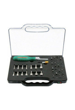 Трещоточная отверточная рукоятка с набором бит и насадок Jonnesway DR0152S