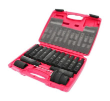 Набор ударных бит 3/4" SPLINE Е18-24, TORX Т60-100, HEX Н17-24 с держателем 3/4", 1" 107 мм (16 предметов) JTC J616C