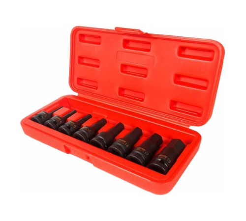 Набор ударных бит-головок 1/2" HEX H5-19 мм, длина 60 мм, в кейсе (8 предметов) JTC J408H
