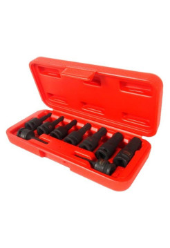 Набор ударных бит-головок 3/8" HEX H3-14 мм, длина 52 мм, в кейсе (9 предметов) JTC J309H