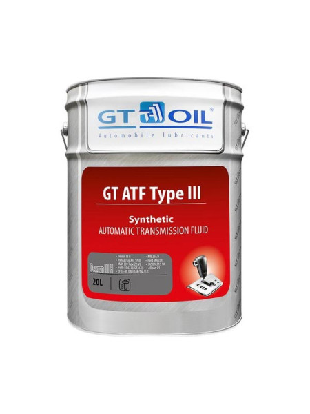 Масло ATF Type-III Dexron III H, 20 л GT OIL 8809059407622