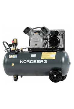 Компрессор поршневой с ременной передачей NORDBERG 220В, ресив. 100л, 420л/мин NCP100/420A