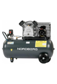 Компрессор поршневой с ременной передачей NORDBERG 380В, ресив. 100л, 420л/мин NCP100/420