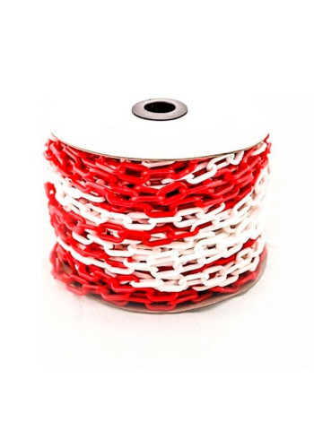 Пластиковая сигнальная цепь ТЕХНОЛОГИЯ красно-белая, 6 мм, бухта 50 м 00-00006448