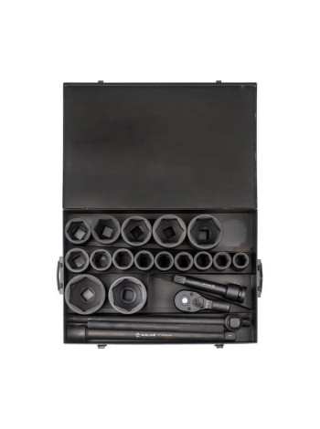 Набор ударных головок Airline 1" 90 мм, 27-80 мм, Т-вороток, трещотка, удлинитель, металлический кейс, 20 предметов ATAS068