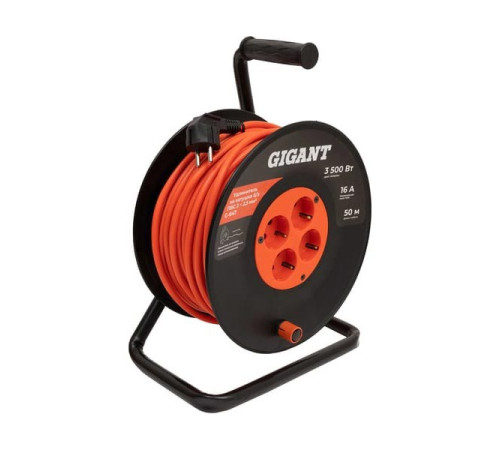 Удлинитель на катушке б/з ПВС 2x2.5 50м IP20 Gigant G-847