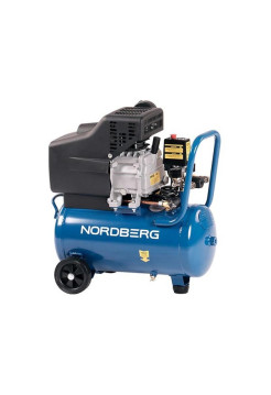 Компрессор поршневой NORDBERG 220 В, ресивер 24 л, 240 л/мин NCE25/241