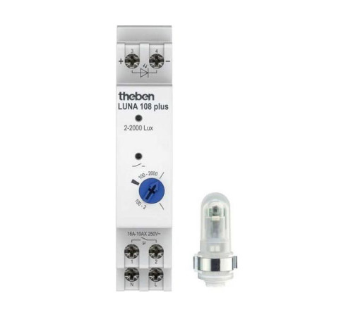 Фотореле Theben LUNA 108 plus AL, 230В, 16А, 2.6кВт, 2-2000люкс, IP20, датчик накладного монтажа IP55 1080910