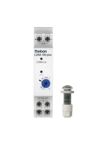 Фотореле Theben LUNA 108 plus EL, 230В, 16А, 2.6кВт, 2-2000люкс, IP20, датчик врезного монтажа IP66 1080900