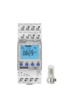 Фотореле с таймером Theben LUNA 122 top3 RC AL, 110-230VAC/16А/2,6кВт, 2 канала, датчик накладного монтажа IP55 1220130