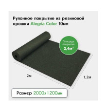 Рулонное резиновое покрытие Alegria color 850 10 мм, 2x1.2 м, (2.4 м2), черный с зелеными вкраплениями 10.2.850Bg