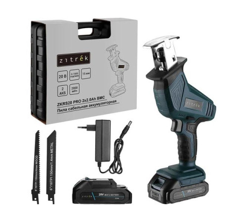 Пила сабельная аккумуляторная Zitrek ZKRS20 PRO в кейсе, 20В, 2x2.0Ач 085-1316