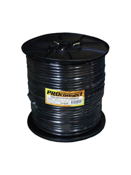 Кабель для видеонаблюдения КВК-П-2 + 2х0.75кв.мм CCA, 96%, 200м, черный, PROconnect OUTDOOR 01-4109