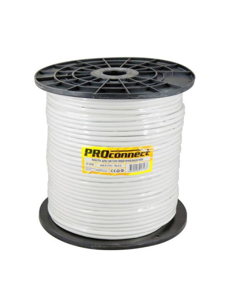Кабель для видеонаблюдения KBK-B-2 + 2х0.50кв.мм CCA, 96%, 200м, белый PROconnect 01-4216
