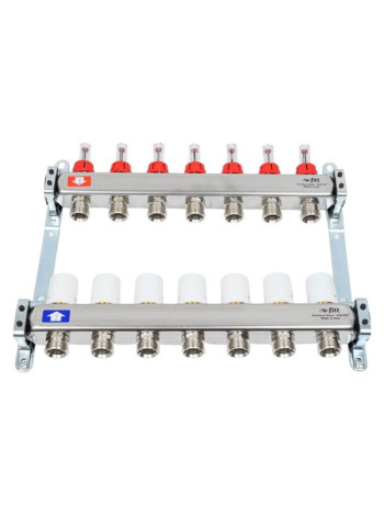 Коллекторная группа 1х3/4, 7 выходов, с расходомерами и термостатическими вентилями, нерж. сталь Uni-Fitt 450I4307