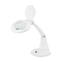 Малая настольная лупа REXANT 3Х +доп.12Х с подсветкой 60 LED, белая 31-0243