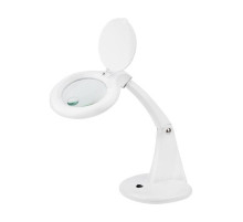 Малая настольная лупа REXANT 3Х +доп.12Х с подсветкой 60 LED, белая 31-0243